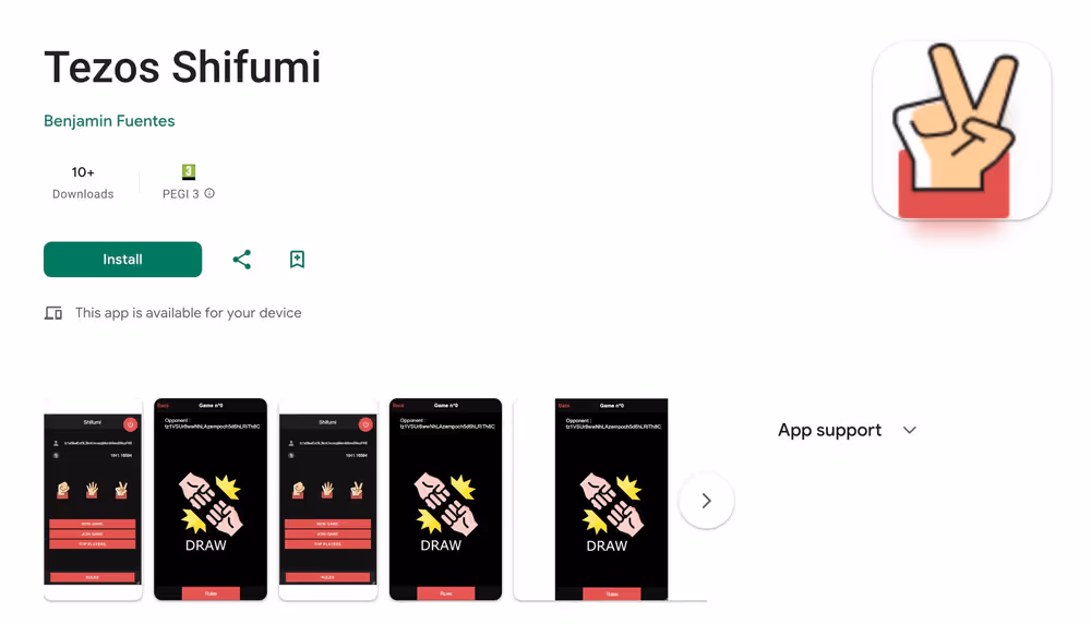Shifumi Rock Paper Scissors Game Tezos