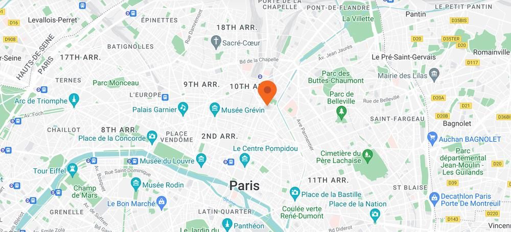 Map of Paris showing location of the Tez Dev event